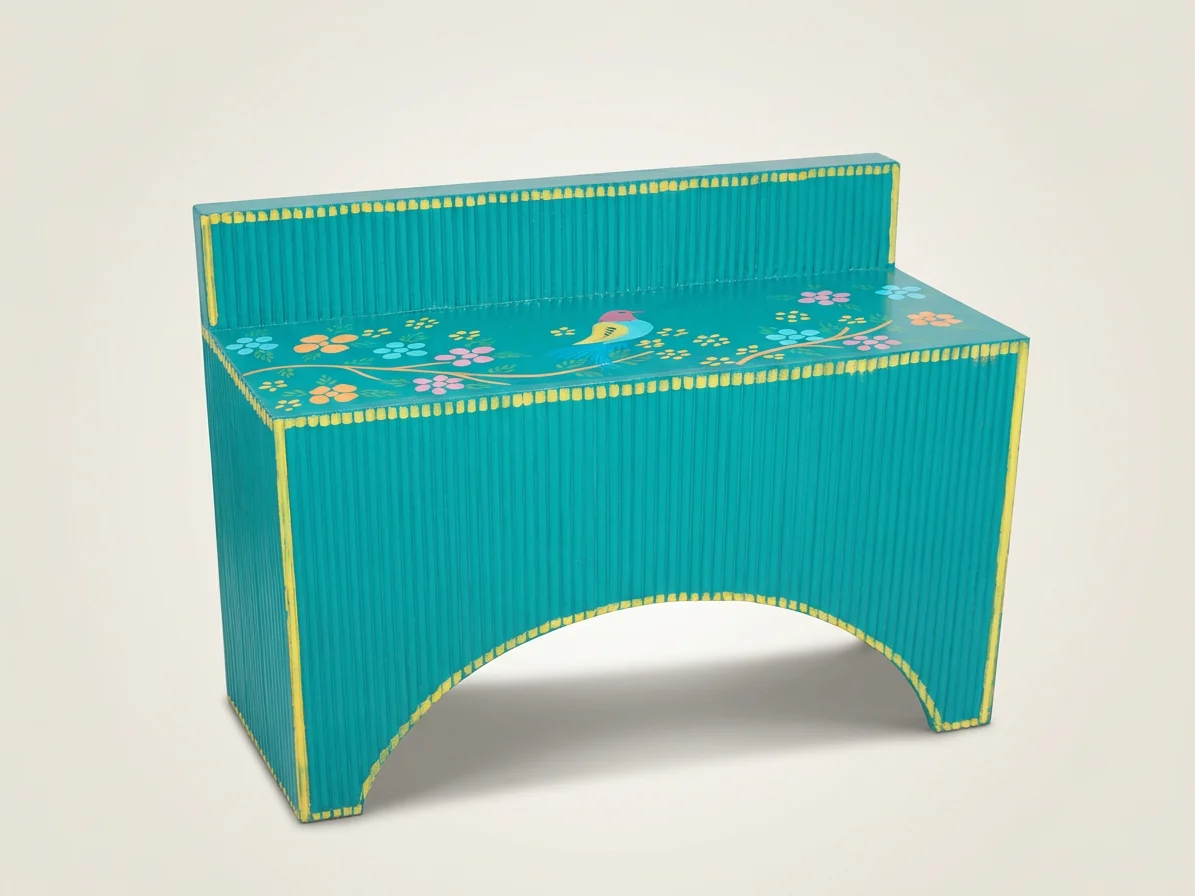 Teal Painted Arch Console