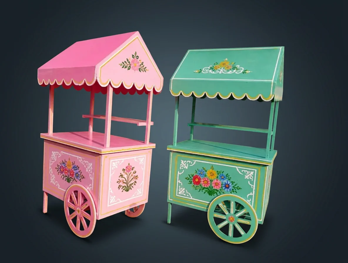 Pastel Flower Cart Pair