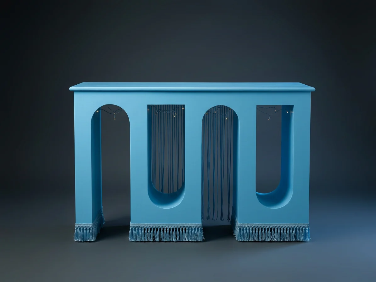Blue Fluted Arch Console
