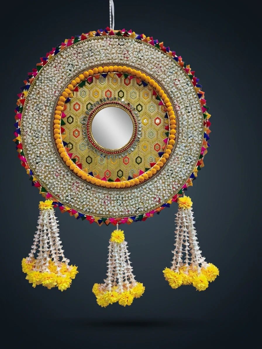 Mirror Work Round Wall Panel