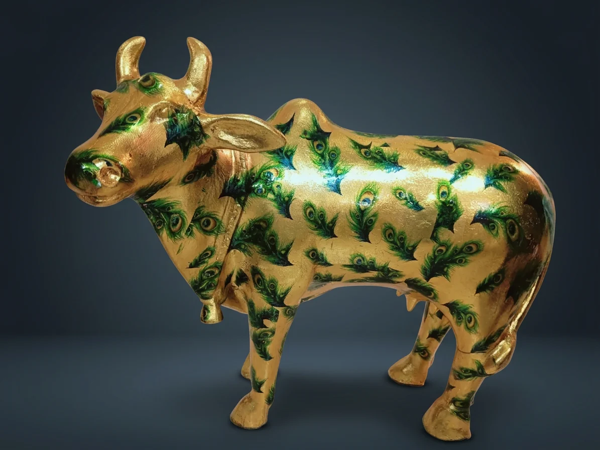 Golden Green Cow Statue