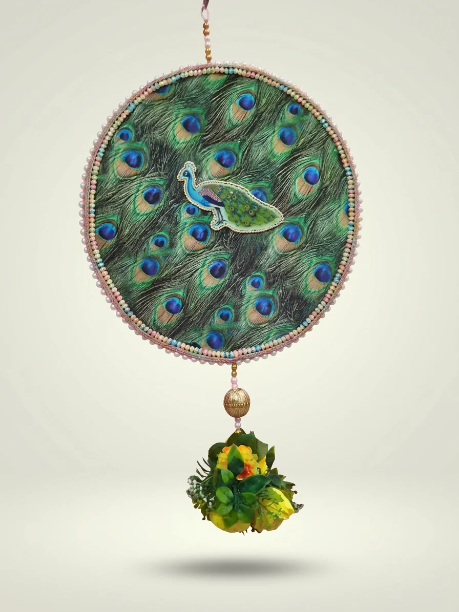 Peacock Feather Round Hanging