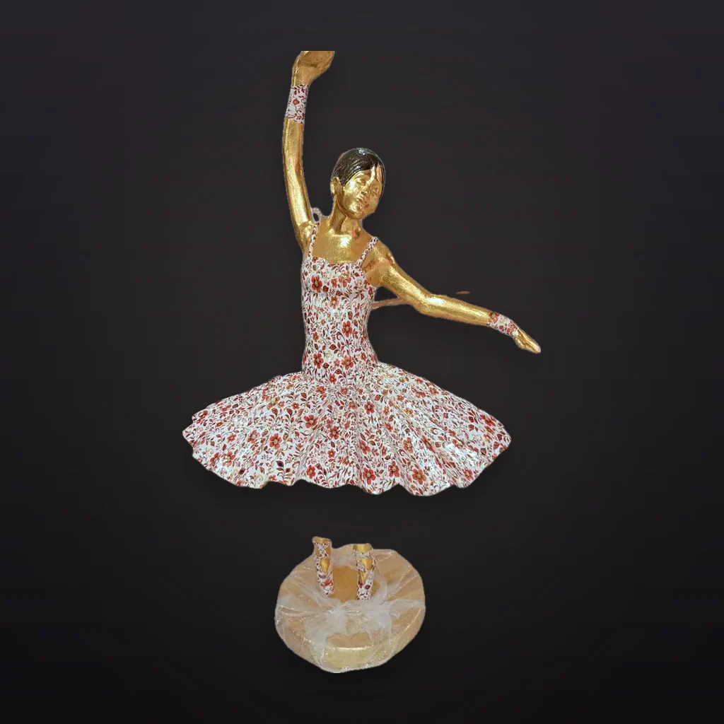 Golden Ballerina with Floral Skirt