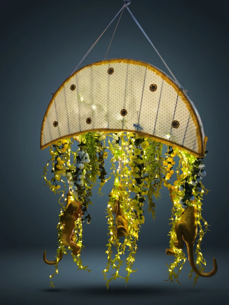 Golden Tassel Half-Moon Chandelier