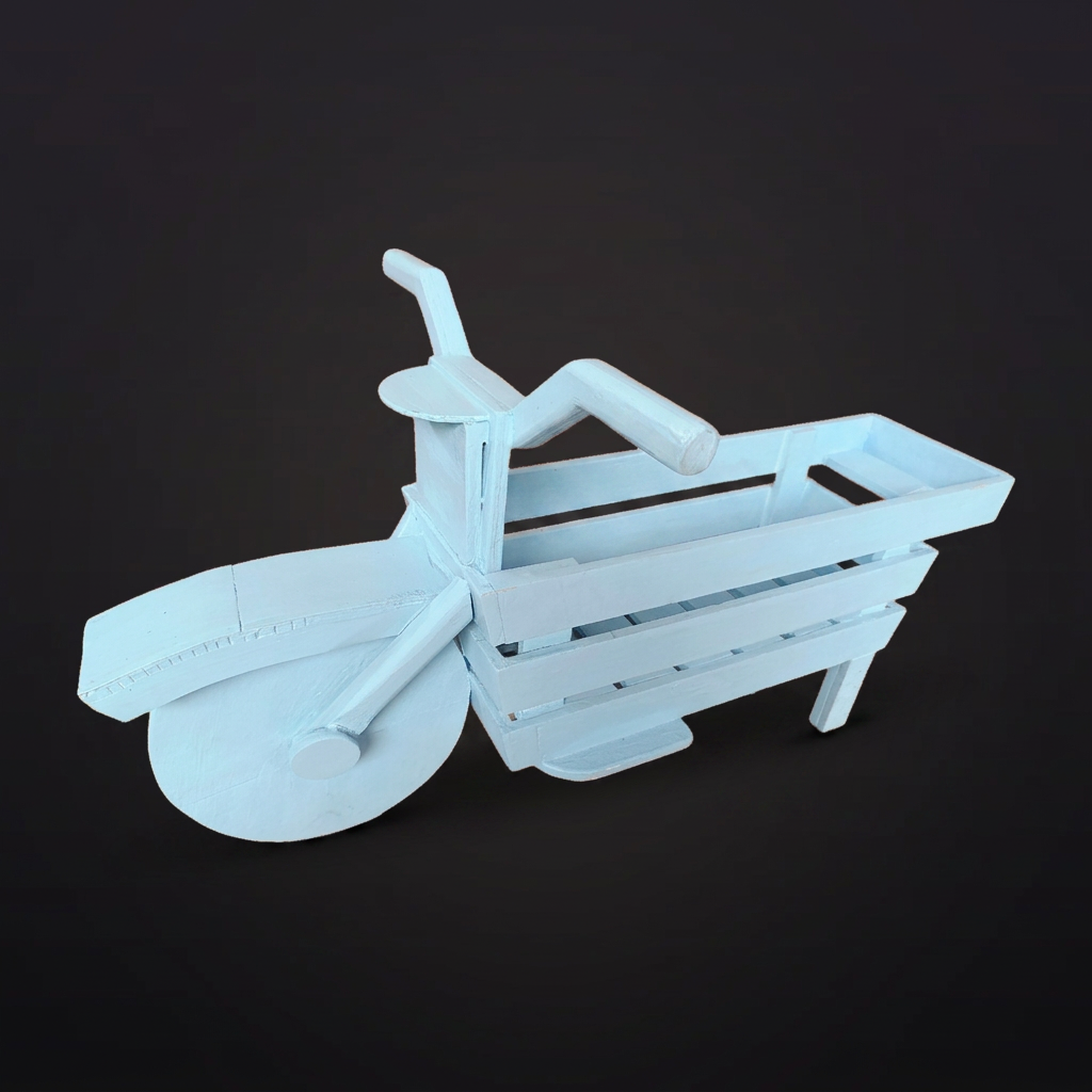 White Fibre Cycle Rickshaw Cart Planter