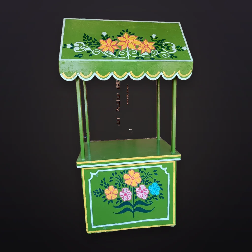 Green Hand-Painted Bazaar Cart