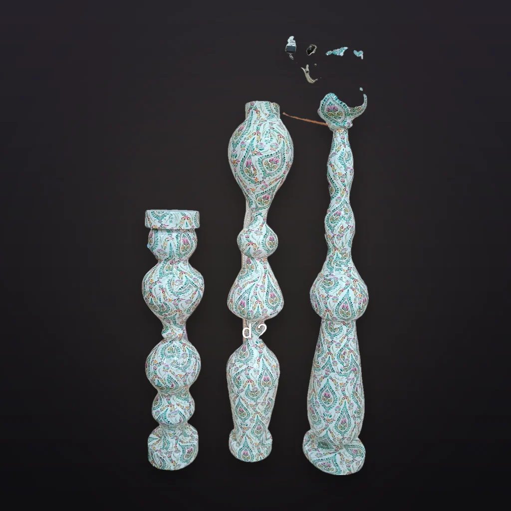 Hand-Painted Ceramic Pillar Vase Trio