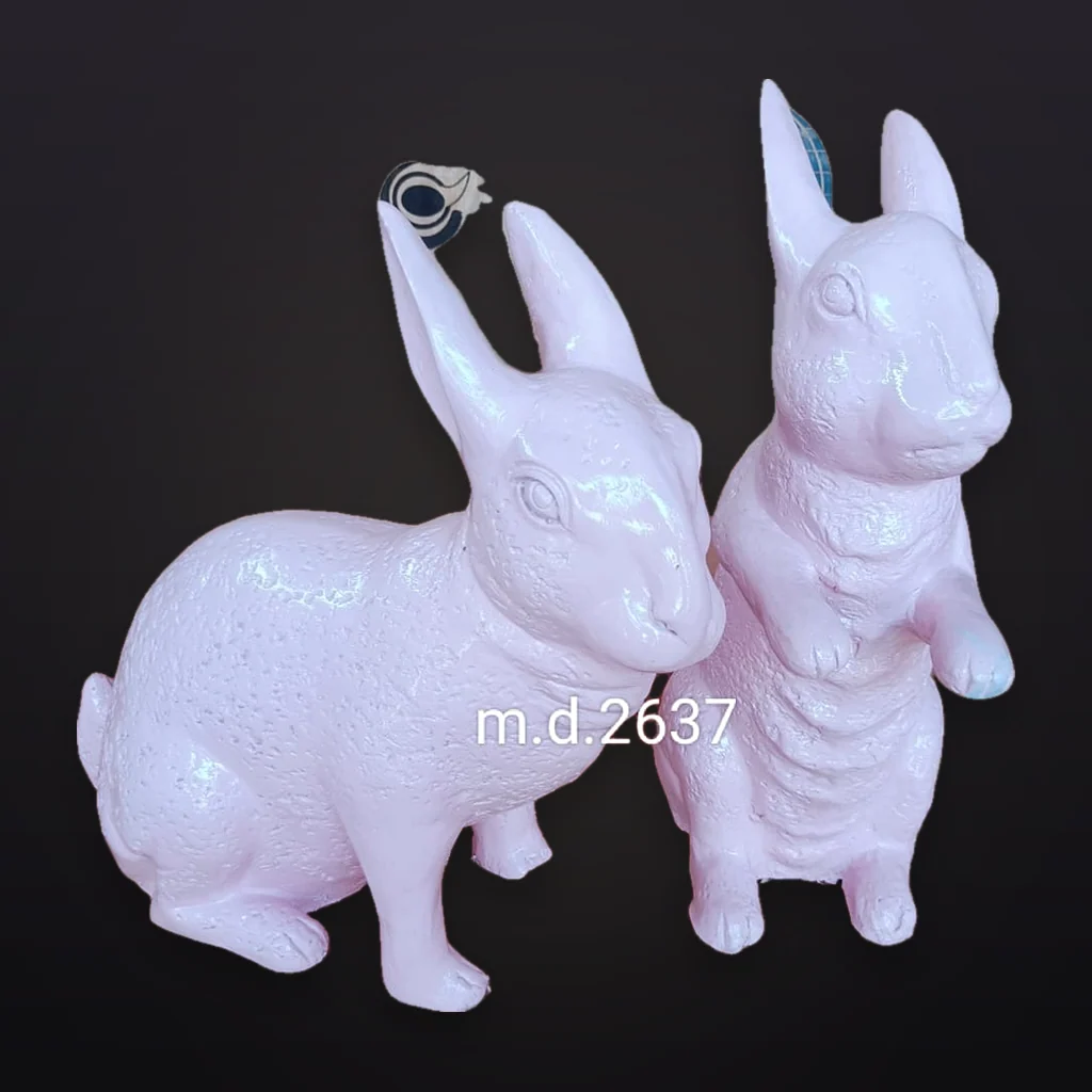 Blush Pink Bunny Statue Pair