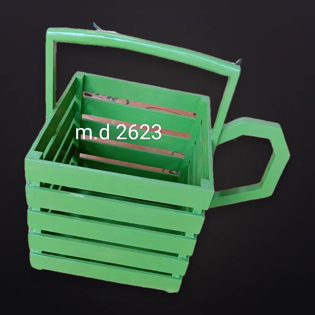 Green Metal Crate Basket Set