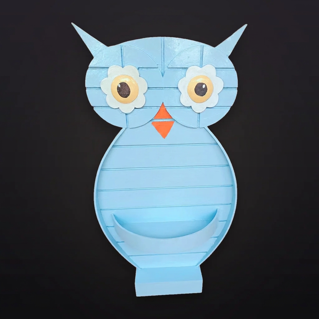 Blue Owl Wooden Display Shelf