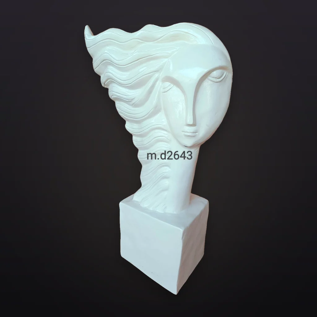 White Flowing Hair Face Bust