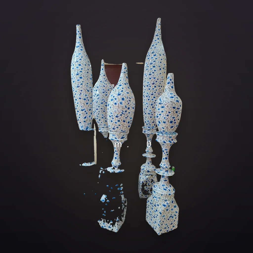 Blue Dotted Fibre Vase Set