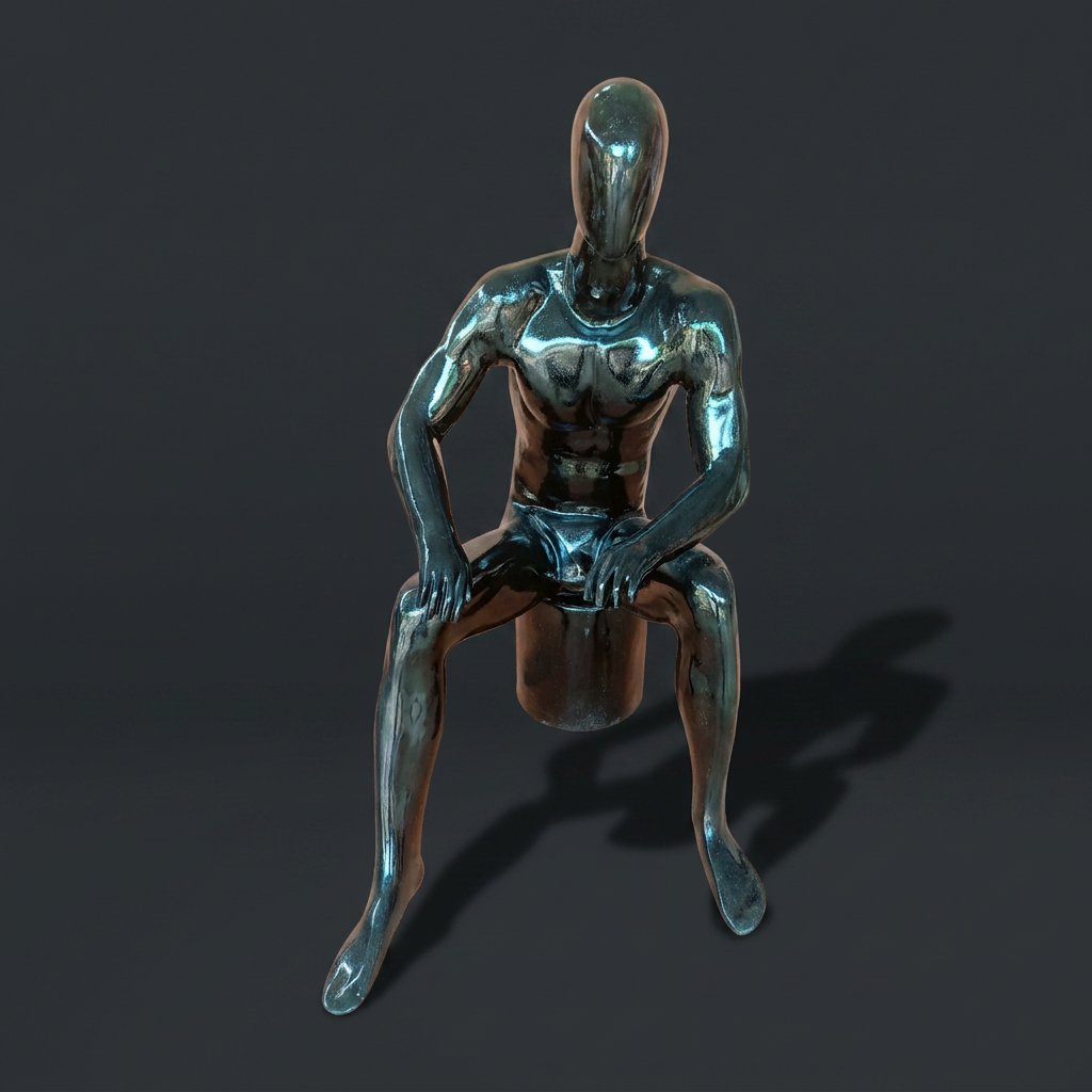 Teal Seated Mannequin Sculpture