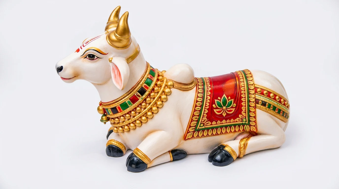 White & Gold Nandi Bull Statue